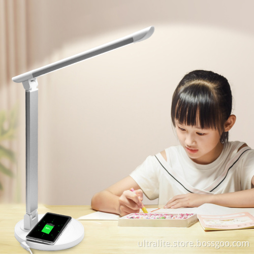 Modern Aluminum Dimmable Touch Control Folding Working Led Table Lamp Reading With Wireless Charging